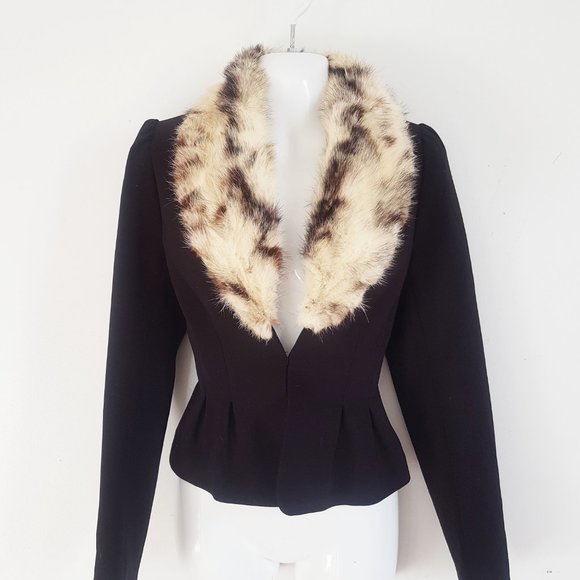 Cheetah Print Fur Collar Scarf, White Raccoon Fur Collar, Raccoon Fur Scarf - Picture 4 of 8